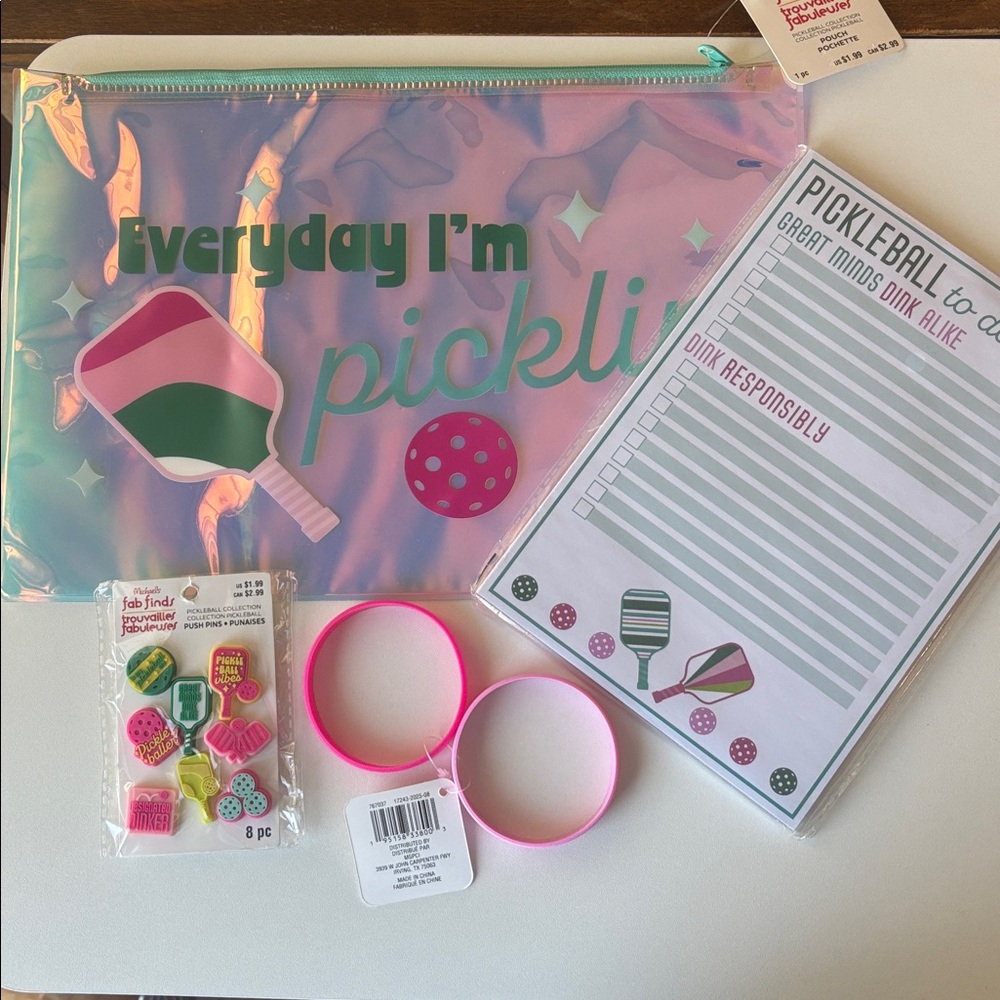 Everyday I'm Picklin' Holographic Pouch + Pink Pickleball Accessories